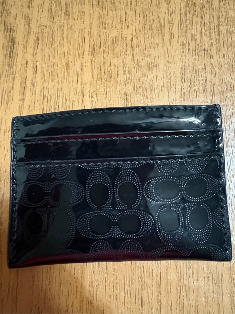 Coach Black Patent Leather Card Holder with Heart Charm - Picture 4 of 4